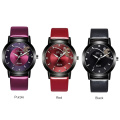 Prema Women Watches Ladies Quartz Watch Shining Bracelet Purple Leather Strap Wristwatches